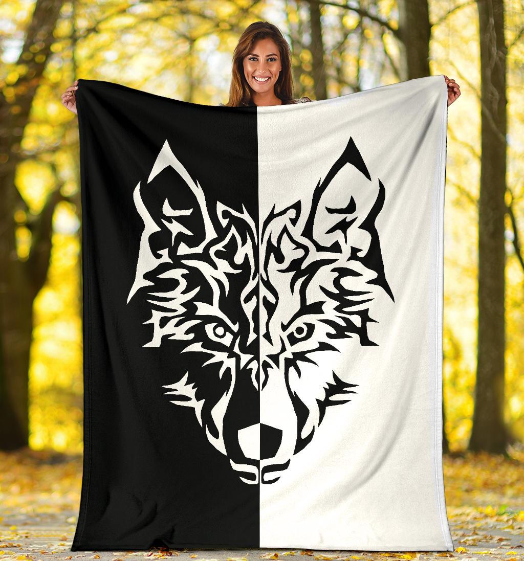 Wolf Tattoo Fleece Throw Blankets