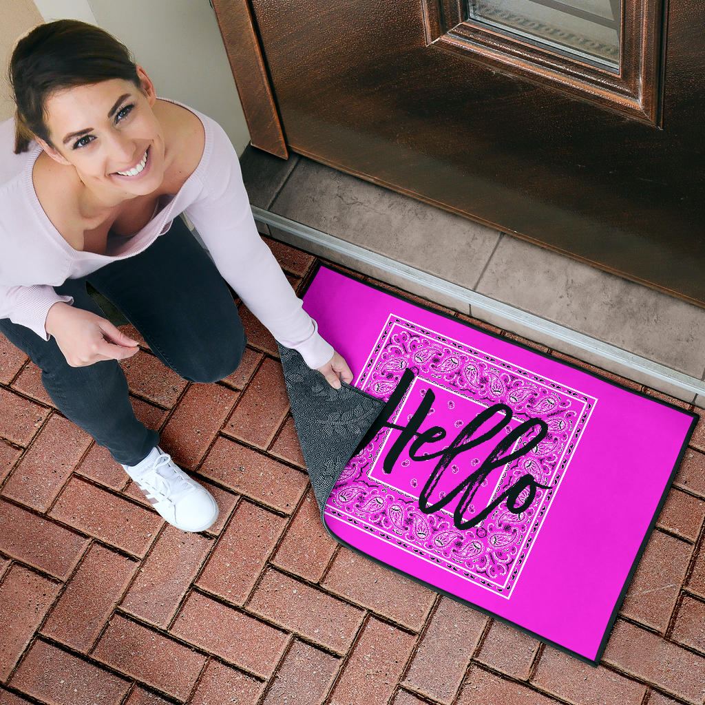 Abruptly Pink Bandana Door Mats