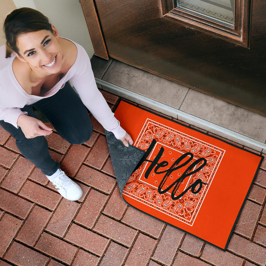 Perfect Orange Bandana Door Mats