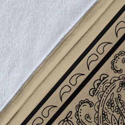 Ultra Plush Khaki and Black Bandana Throw Blanket