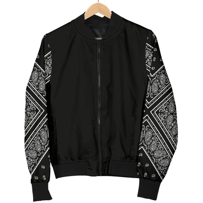 Women's Black Bandana Sleeved Bomber Jacket