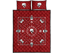 Quilt Set - Red Hazardous Skulls Bandana Quilt w/Shams