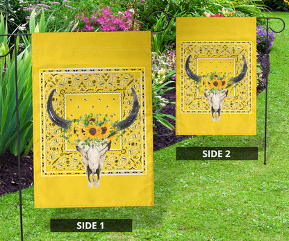 Sunflower Bull Skull Home and Garden Flags