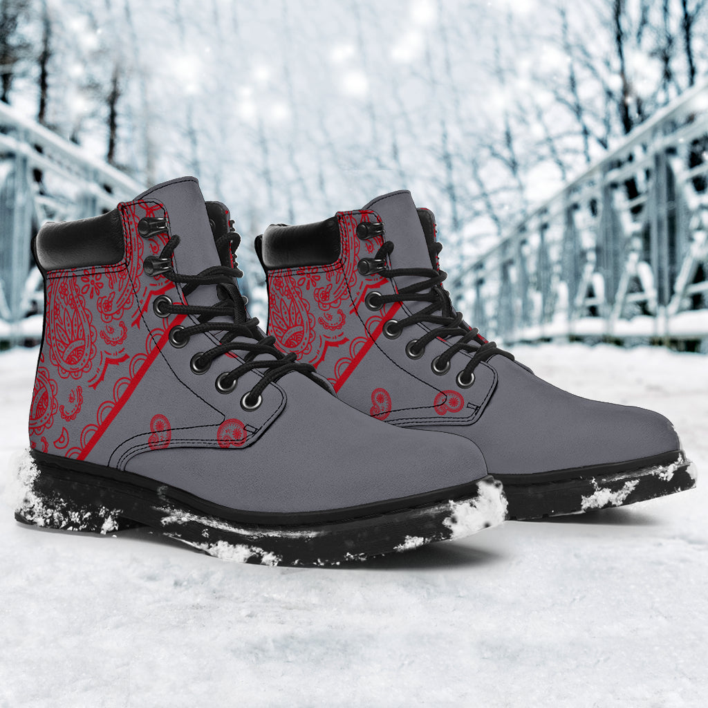 Gray and Red Bandana All Season Boots