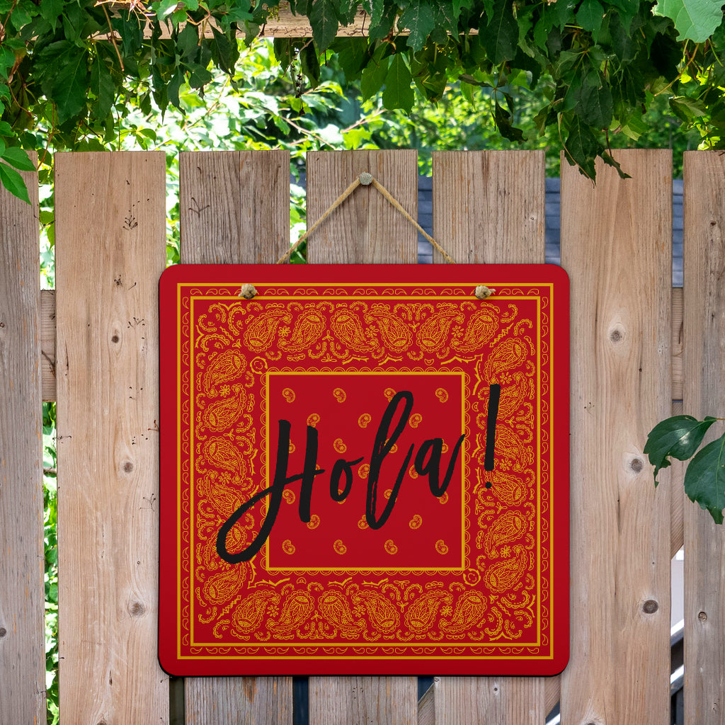 Welcome Red and Gold Bandana Sign