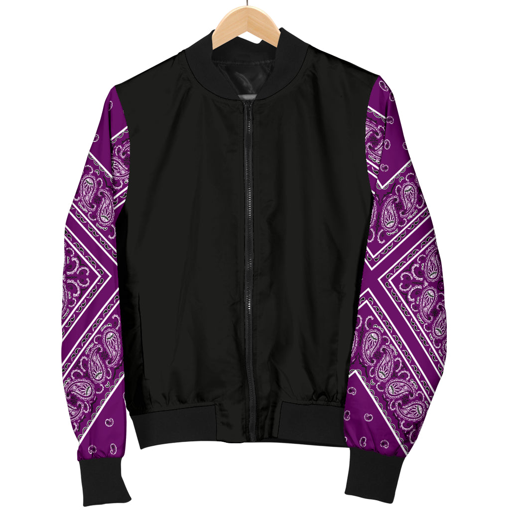 Women's Wild Plum Bandana Sleeved Bomber Jacket