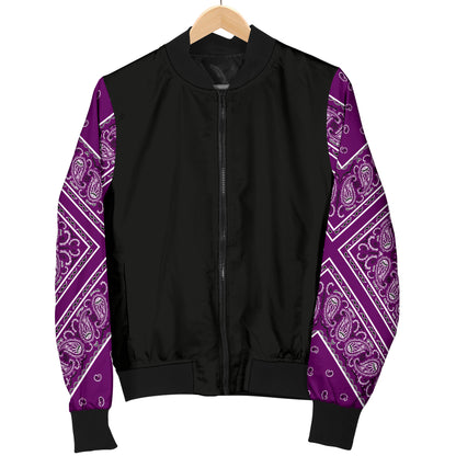 Women's Wild Plum Bandana Sleeved Bomber Jacket