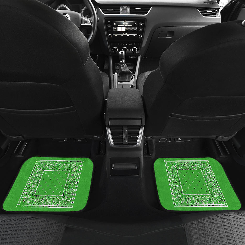 Quad Lime Green Bandana Car Floor Mats - Minimal