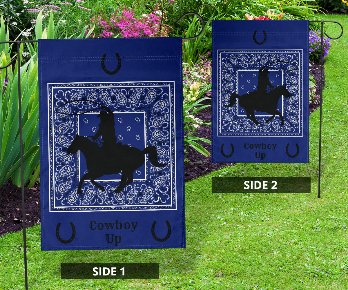 Blue Bandana Cowboy Up Home and Garden Flags
