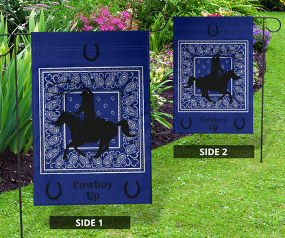 Blue Bandana Cowboy Up Home and Garden Flags