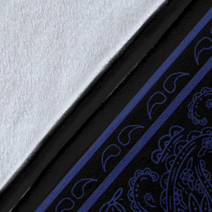 Ultra Plush Black and Navy Bandana Throw Blanket