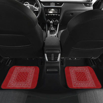 Quad Red and Gray Bandana Car Mats - Minimal