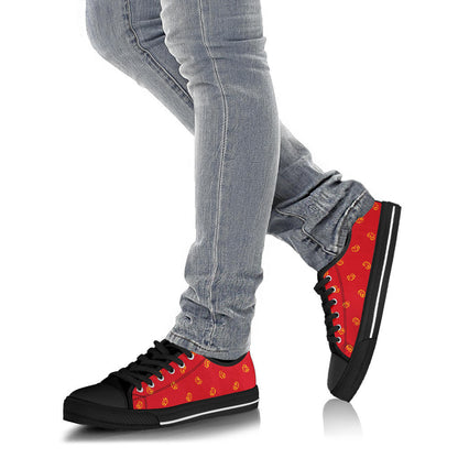 Canvas Low Top Sneakers - Red and Gold Paisley