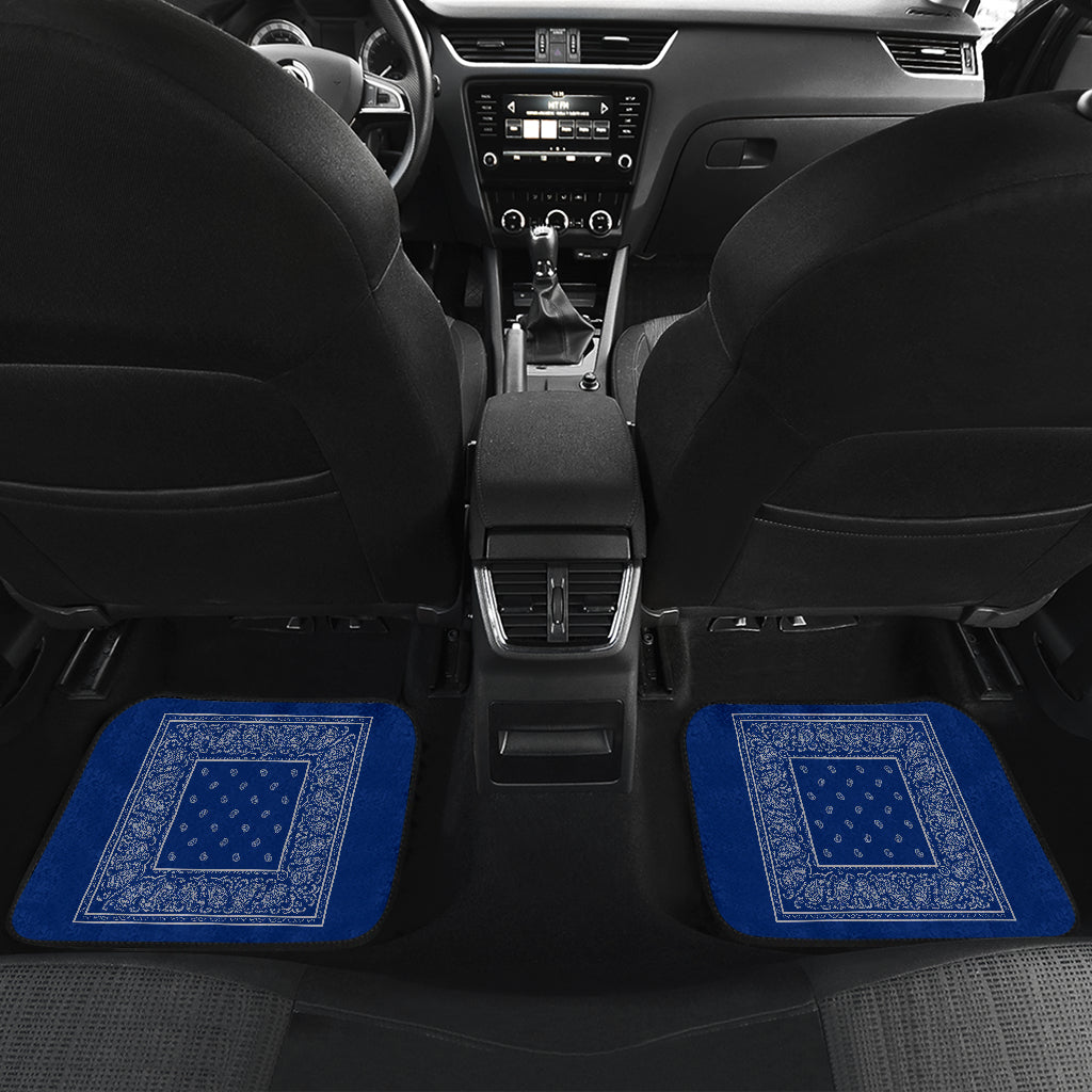 Quad Blue and Gray Bandana Car Mats - Minimal