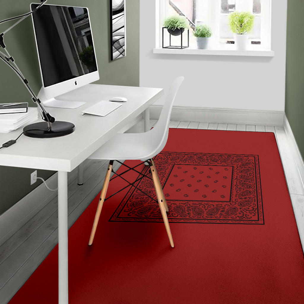 Red with Black Bandana Area Rugs - Minimal