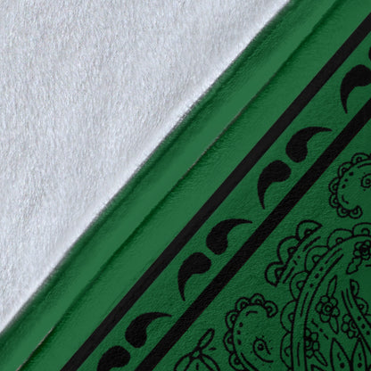 Ultra Plush Green with Black Bandana Throw Blanket