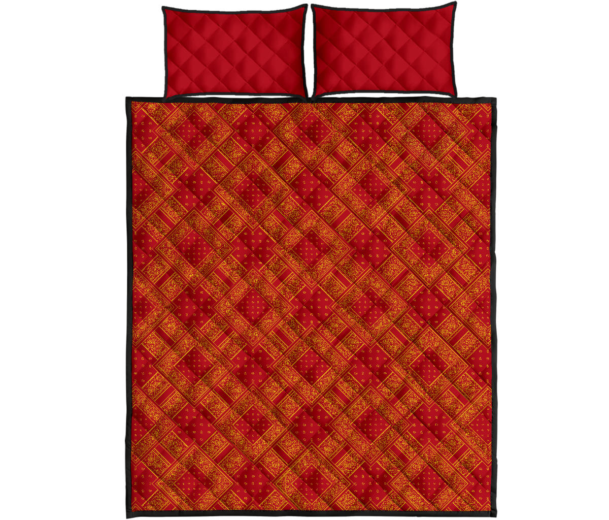 Quilt Set - Red and Gold Bandana DB Quilt w/Shams