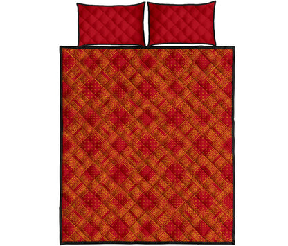 Quilt Set - Red and Gold Bandana DB Quilt w/Shams