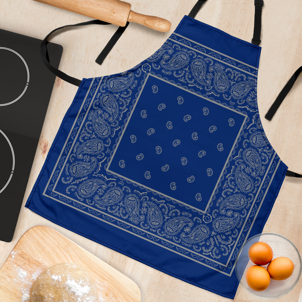 Blue and Gray Big Bandana Apron