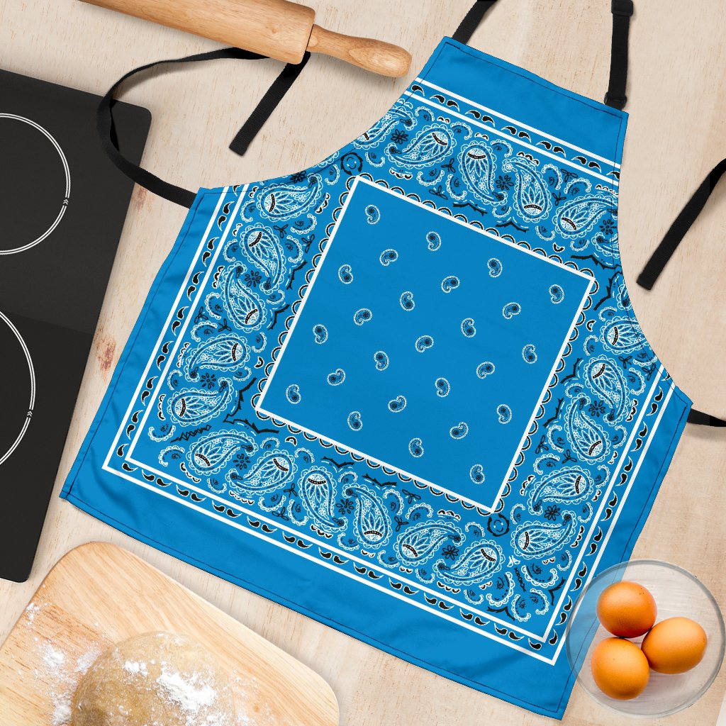 Blue Bandana Apron on Table