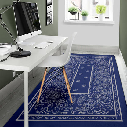 Blue and Gray Bandana Area Rugs - Fitted