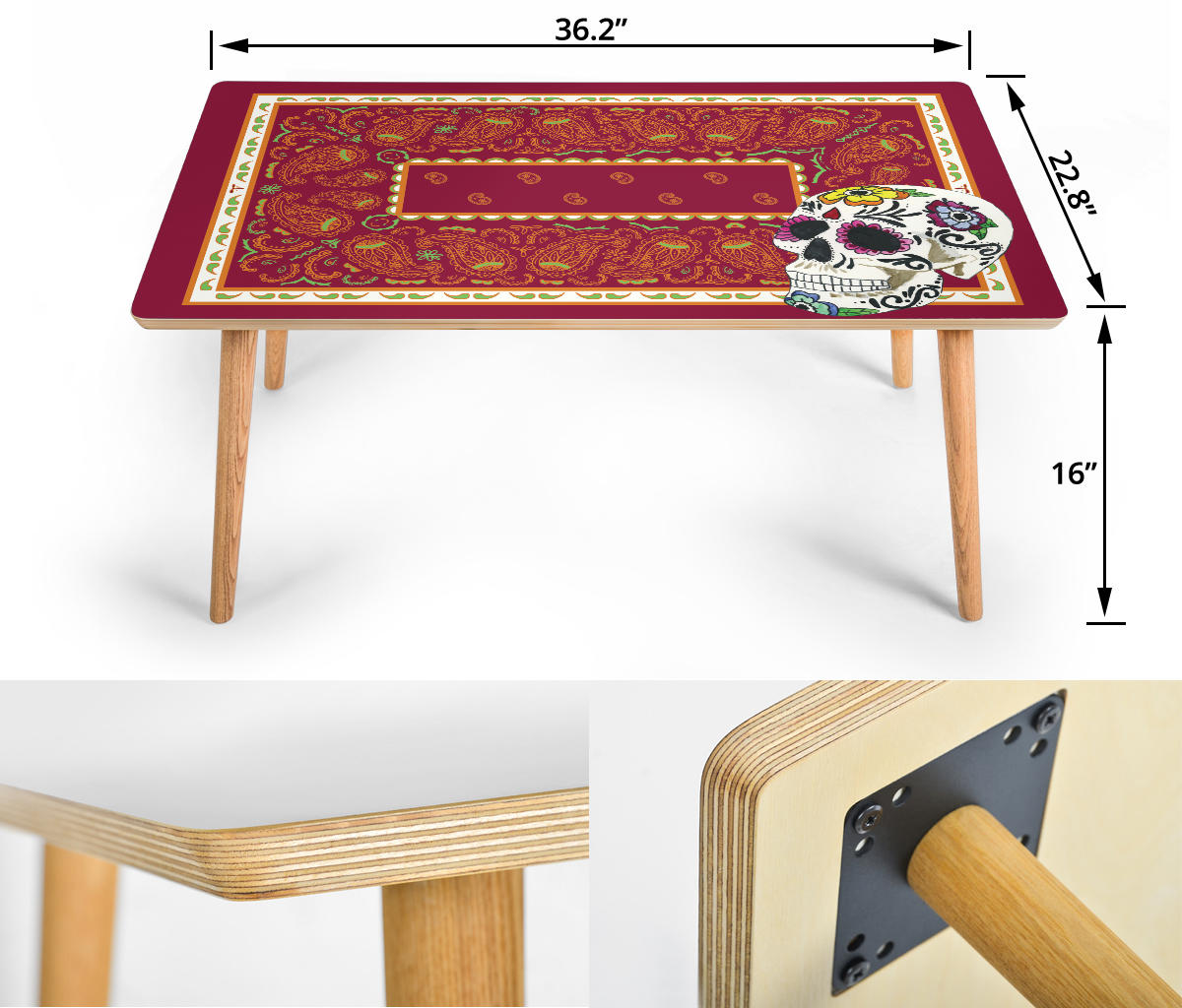 Red Bandana Sugar Skull Coffee Tables Assembly
