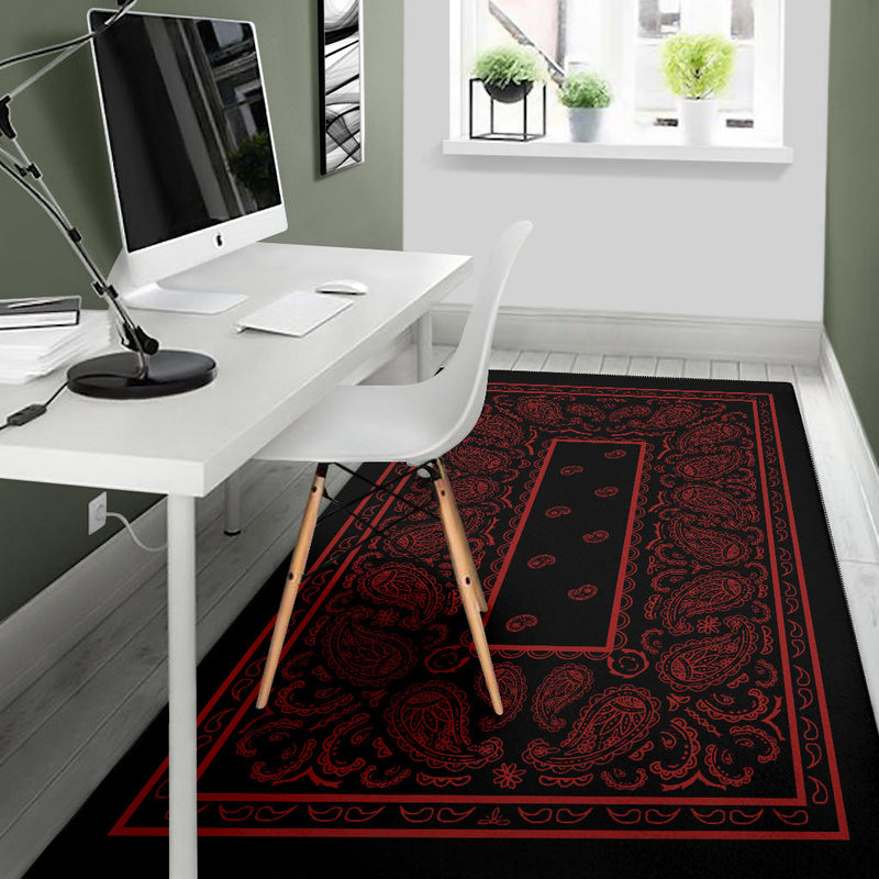 Black and Red Bandana Area Rugs - Fitted
