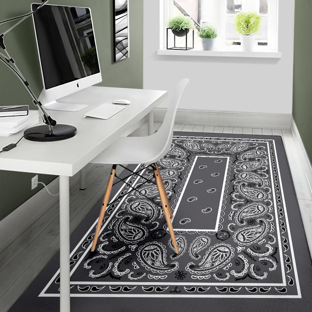 Classic Gray Bandana Area Rugs - Fitted