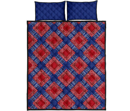 Quilt Set - Blue and Red Bandana DB Quilt w/Shams