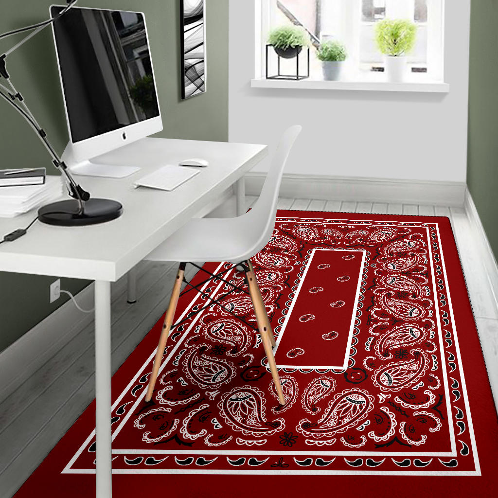 Maroon Bandana Area Rugs - Fitted