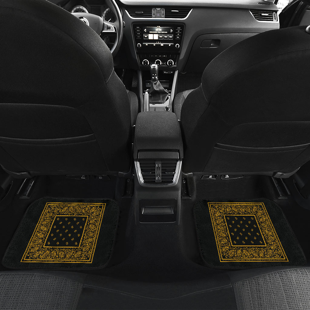 Quad Black Gold Bandana Car Mats - Minimal
