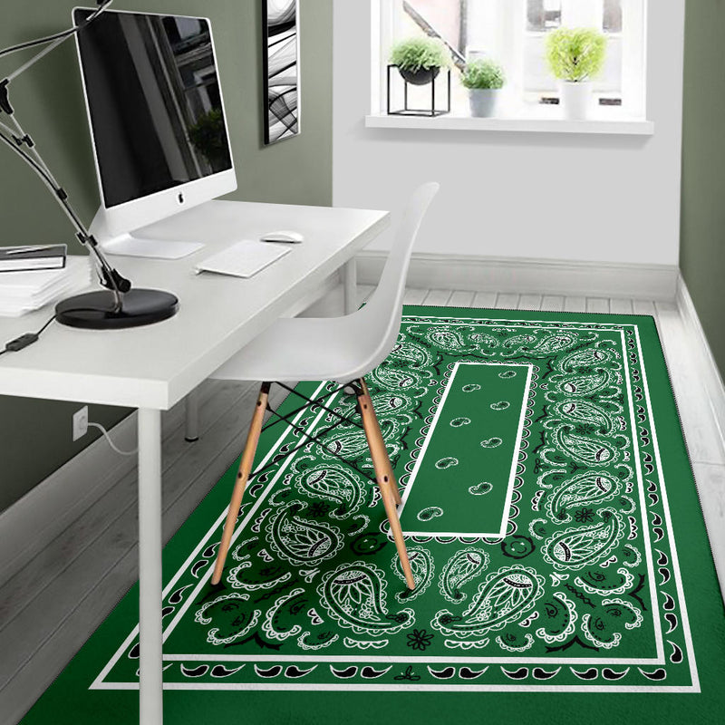 Classic Green Bandana Area Rugs - Fitted