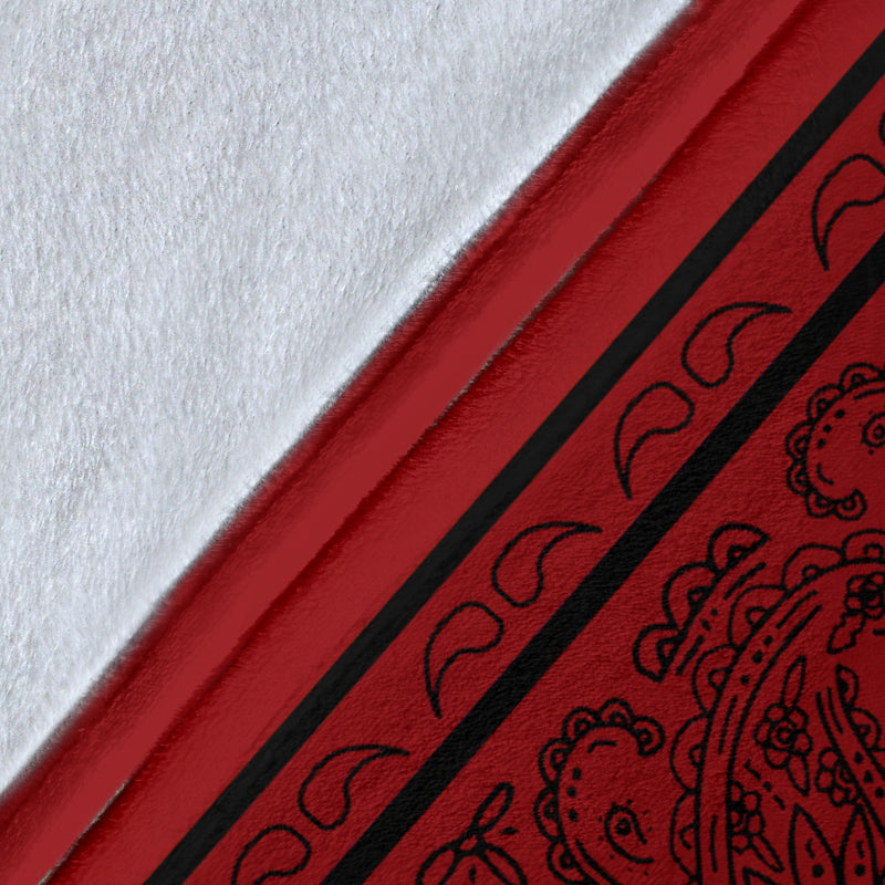 Red with Black Bandana Fleece Throw Blanket Detail