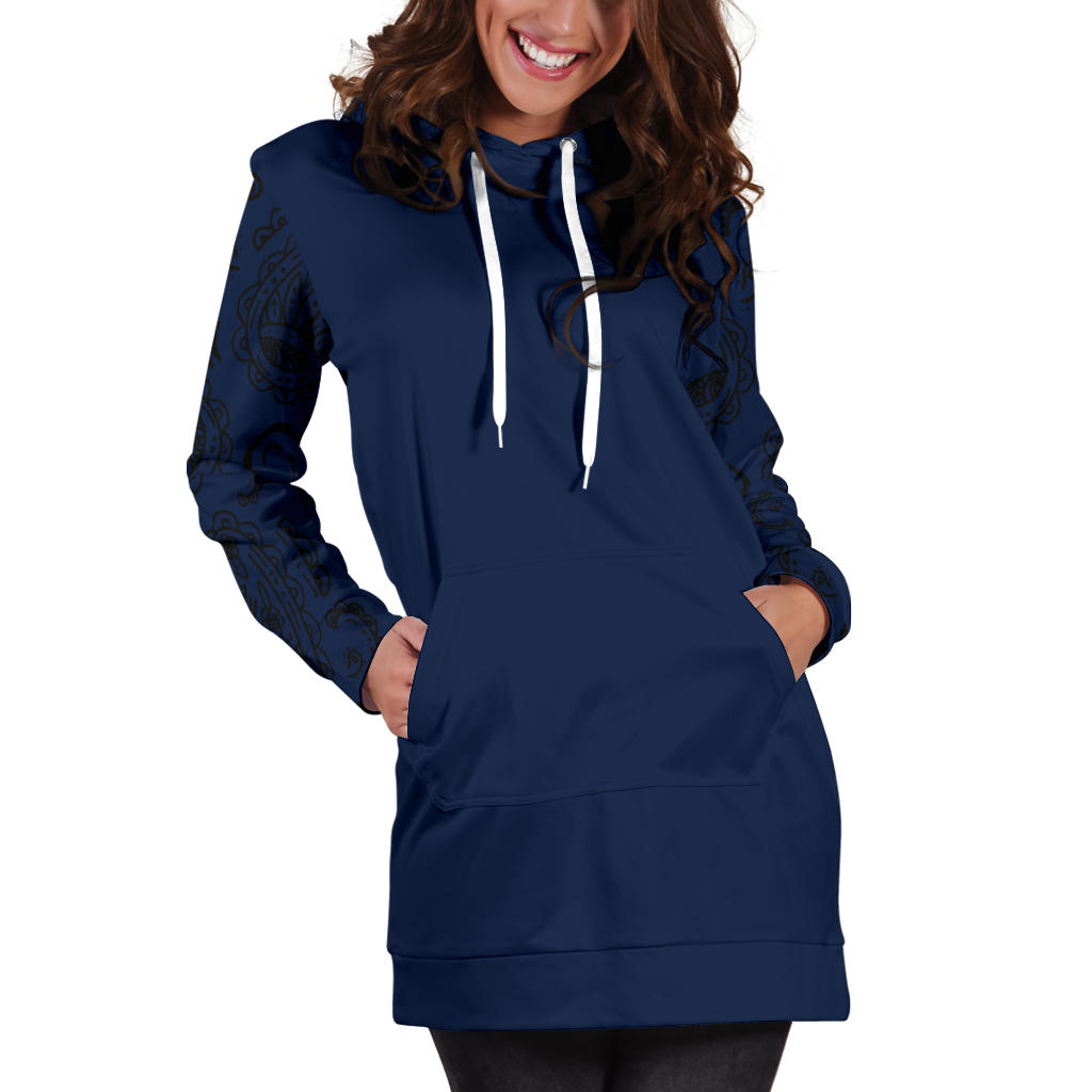 Navy and Black Bandana Hoodie Dress