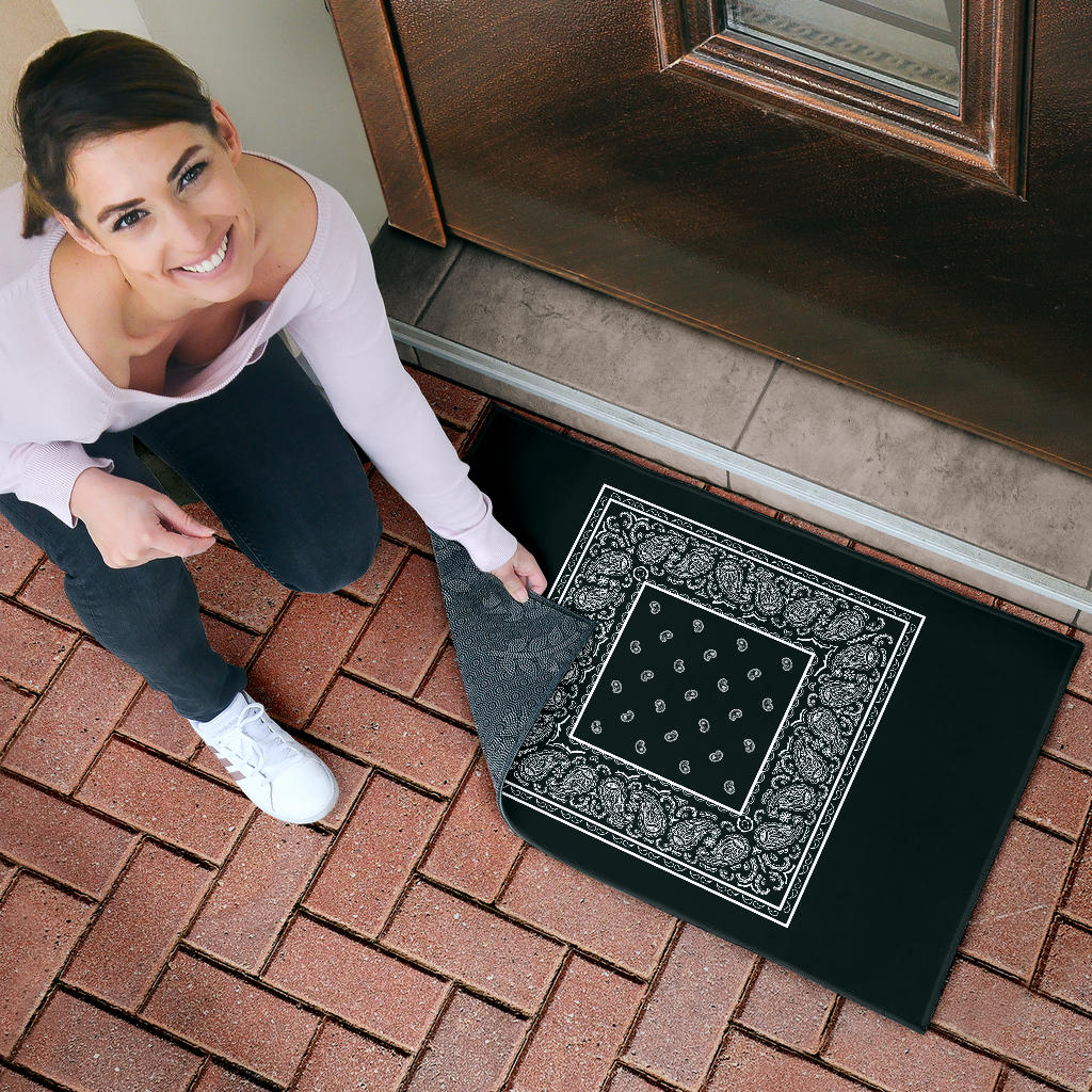 Black Bandana Door Mats