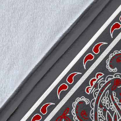 Gray Bandana Fleece Throw Blanket Details