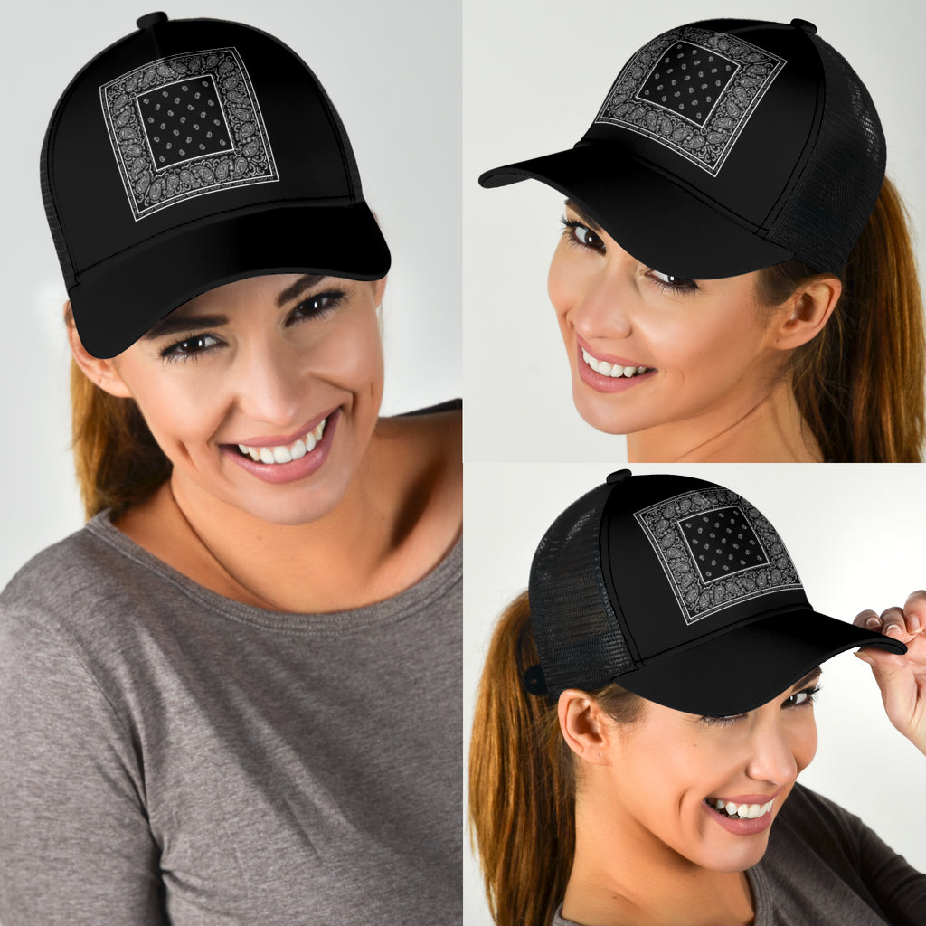 Black Bandana Simple Mesh Back Cap