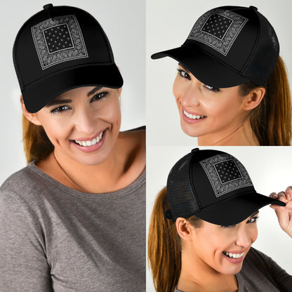 Black Bandana Simple Mesh Back Cap