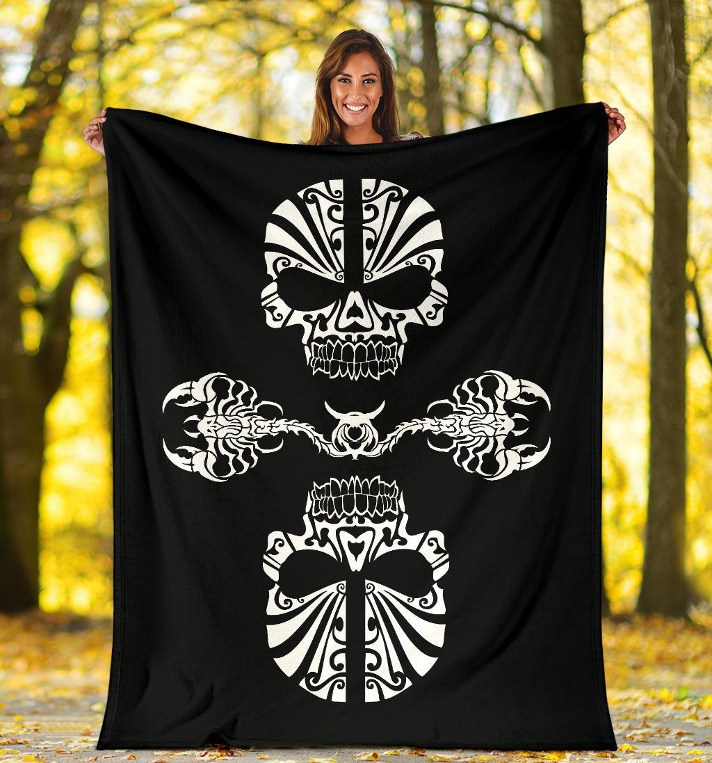 Skulls and Scorpions Tribal Fleece Throw Blanket