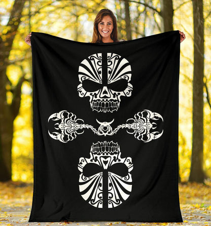 Skulls and Scorpions Tribal Fleece Throw Blanket