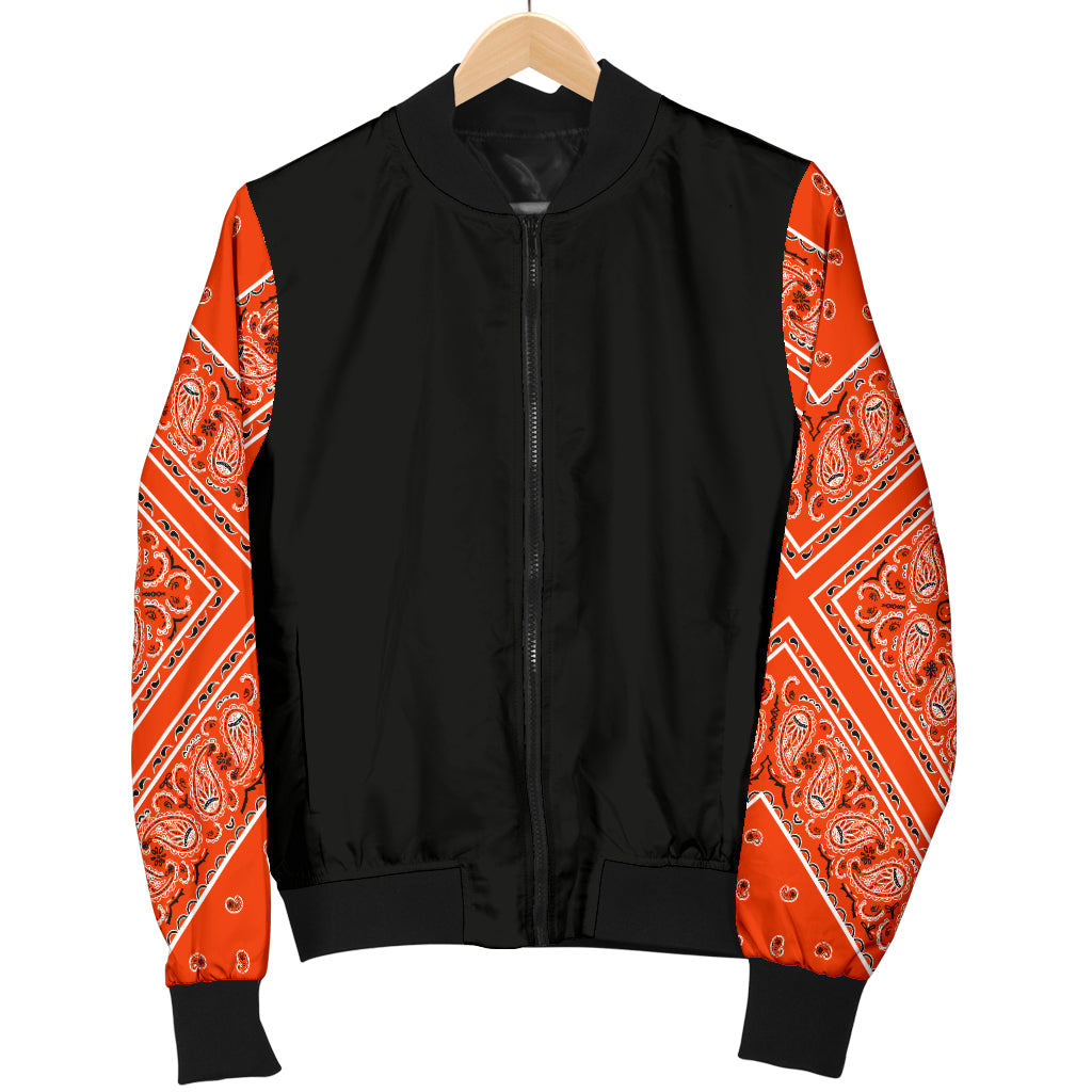 Men's Perfect Orange Bandana Sleeved Bomber Jacket
