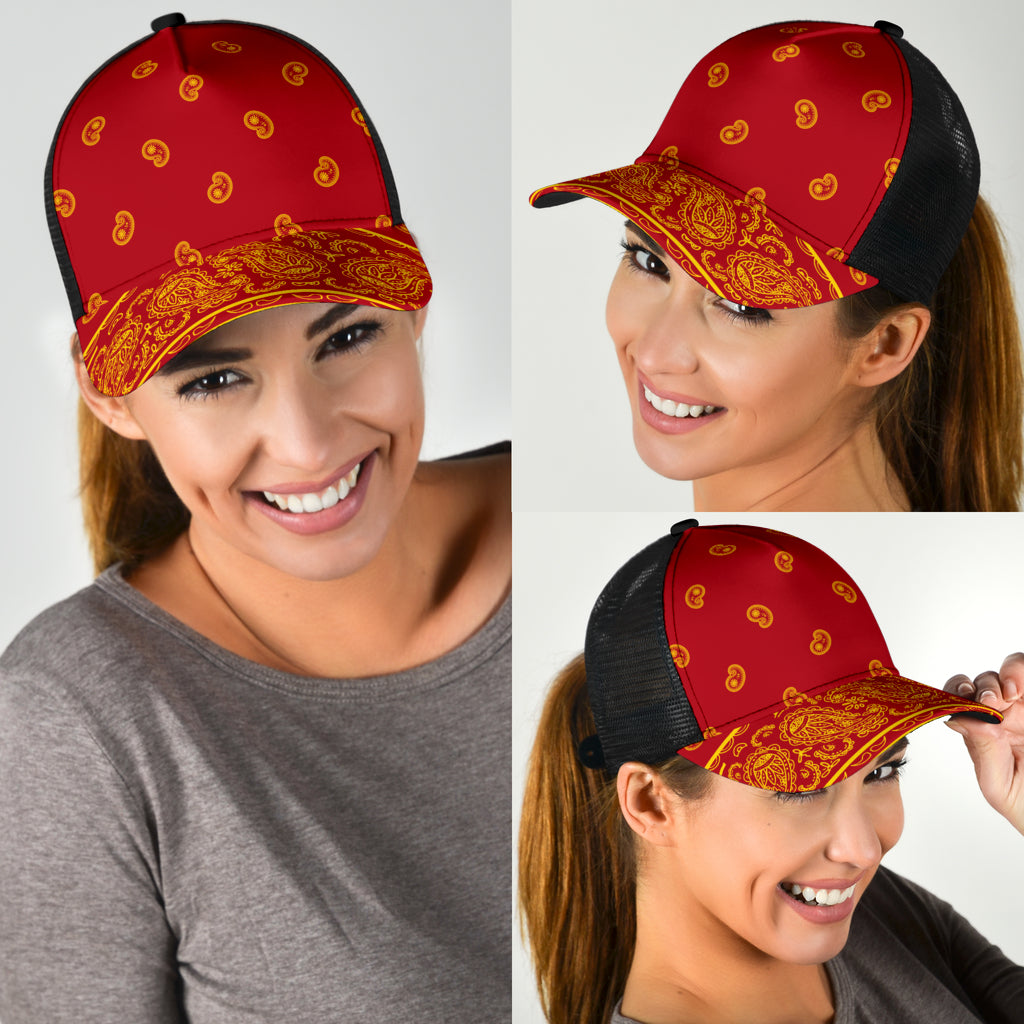 red and gold sports cap