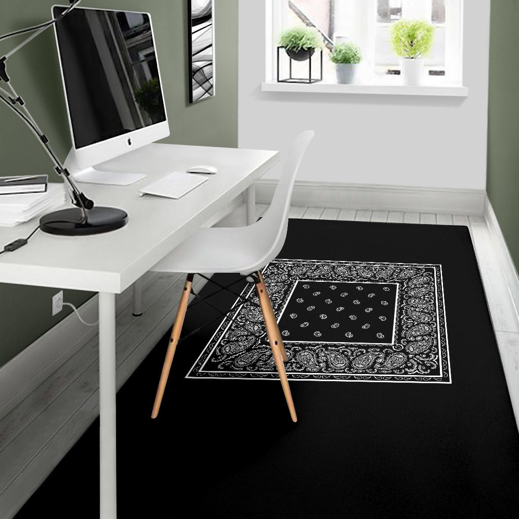 Black Bandana Area Rugs - Minimal