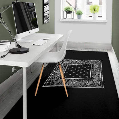 Black Bandana Area Rugs - Minimal
