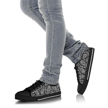 Canvas Low Top Sneakers - Bandana Style Black
