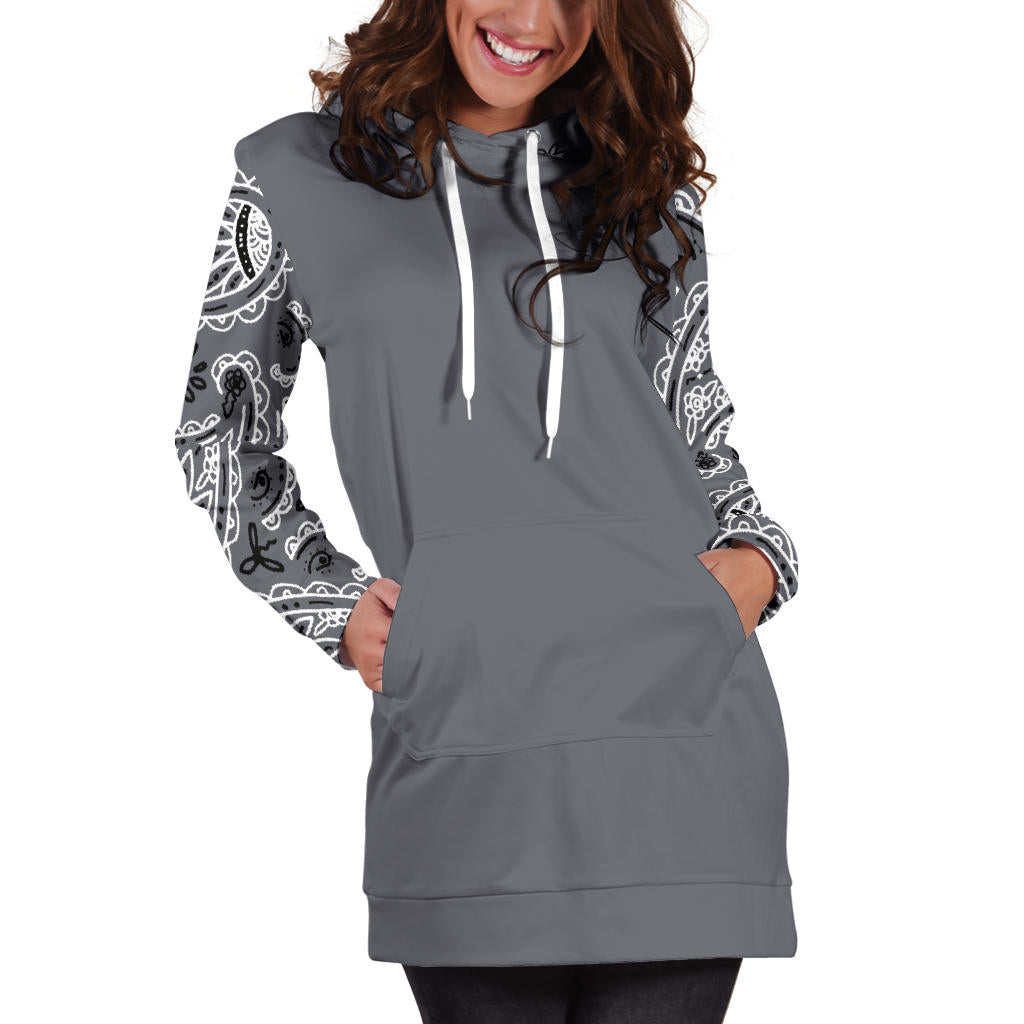 Classic Gray Bandana Hoodie Dress