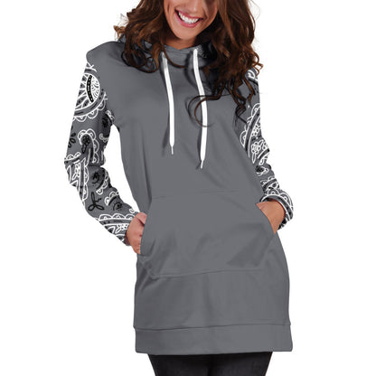 Classic Gray Bandana Hoodie Dress