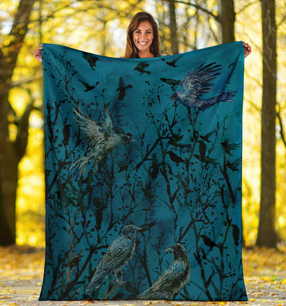 Murder of Crows Fleece Throw