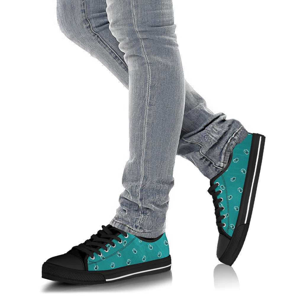 Canvas Low Top Sneakers - Teal Paisley