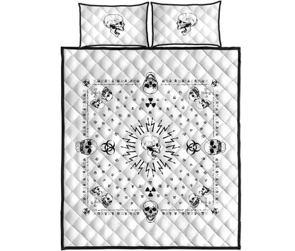 Quilt Set - White Hazardous Skulls Bandana Quilt w/Shams
